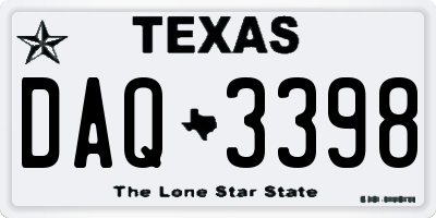 TX license plate DAQ3398