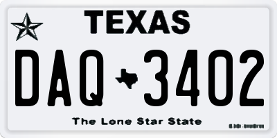 TX license plate DAQ3402