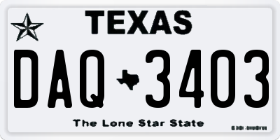 TX license plate DAQ3403