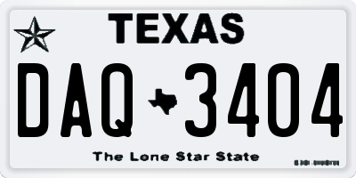 TX license plate DAQ3404