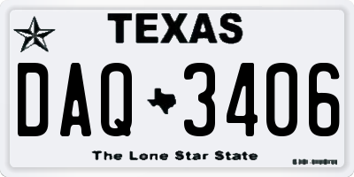 TX license plate DAQ3406