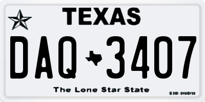 TX license plate DAQ3407