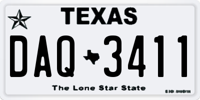TX license plate DAQ3411