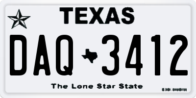 TX license plate DAQ3412