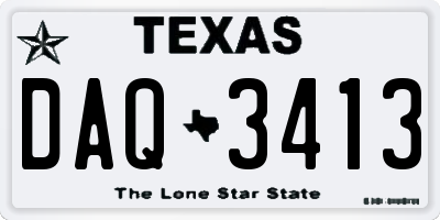 TX license plate DAQ3413
