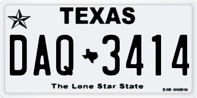 TX license plate DAQ3414