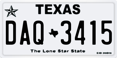 TX license plate DAQ3415