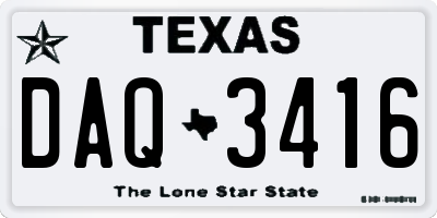 TX license plate DAQ3416