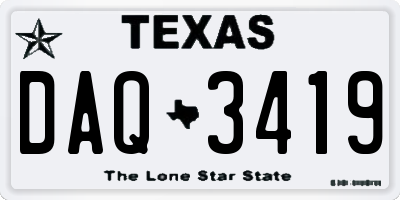 TX license plate DAQ3419