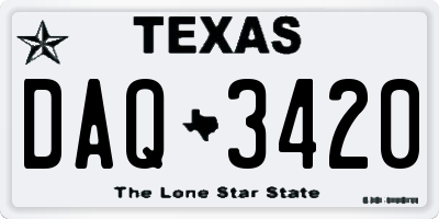 TX license plate DAQ3420