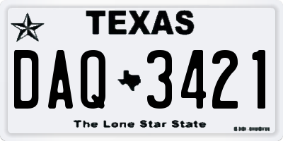 TX license plate DAQ3421