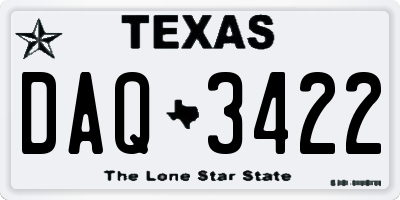 TX license plate DAQ3422