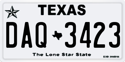 TX license plate DAQ3423