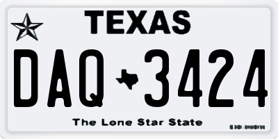 TX license plate DAQ3424