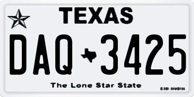 TX license plate DAQ3425