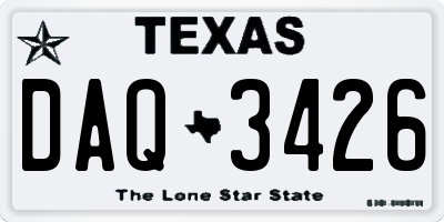 TX license plate DAQ3426