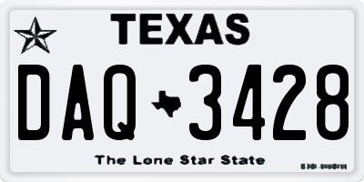 TX license plate DAQ3428
