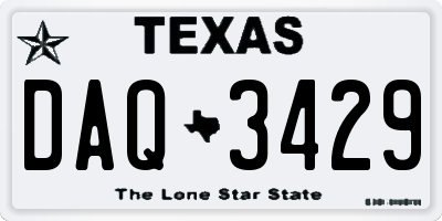 TX license plate DAQ3429