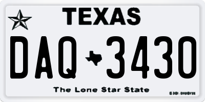 TX license plate DAQ3430