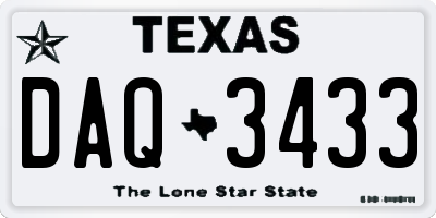 TX license plate DAQ3433