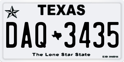 TX license plate DAQ3435
