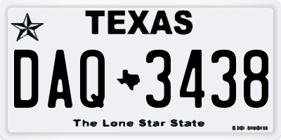 TX license plate DAQ3438