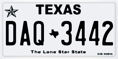 TX license plate DAQ3442