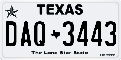 TX license plate DAQ3443