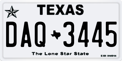TX license plate DAQ3445