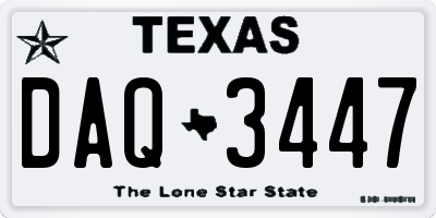TX license plate DAQ3447