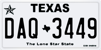TX license plate DAQ3449