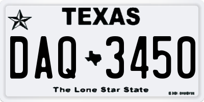 TX license plate DAQ3450
