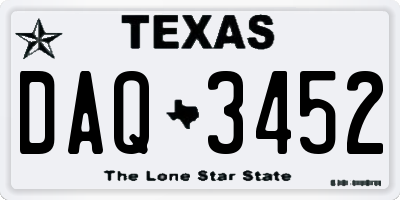 TX license plate DAQ3452