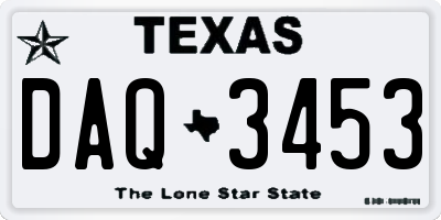 TX license plate DAQ3453