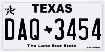 TX license plate DAQ3454