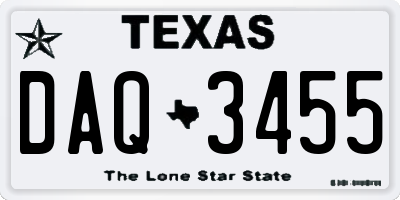 TX license plate DAQ3455