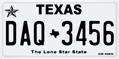 TX license plate DAQ3456
