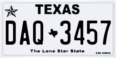 TX license plate DAQ3457