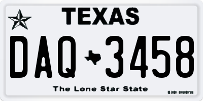 TX license plate DAQ3458
