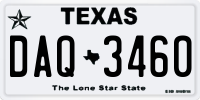 TX license plate DAQ3460