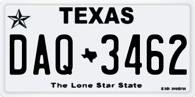 TX license plate DAQ3462