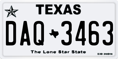 TX license plate DAQ3463