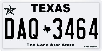 TX license plate DAQ3464