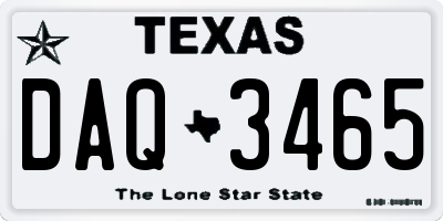 TX license plate DAQ3465