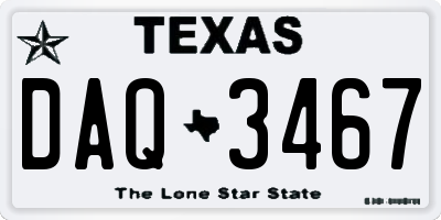 TX license plate DAQ3467