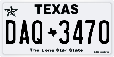TX license plate DAQ3470