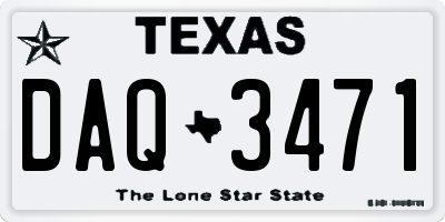 TX license plate DAQ3471