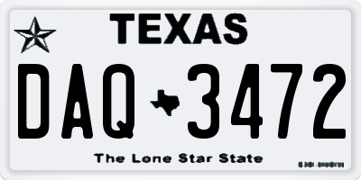 TX license plate DAQ3472