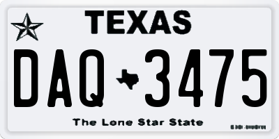 TX license plate DAQ3475