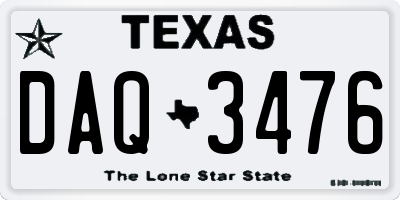 TX license plate DAQ3476